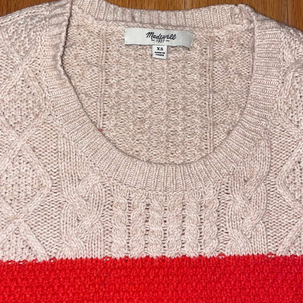 Madewell red and beige wool sweater size XS - Picture 3 of 5